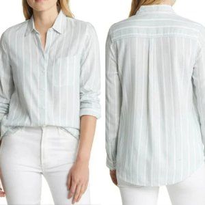 Beachlunchlounge Charley Button-up Shirt In May Emerald